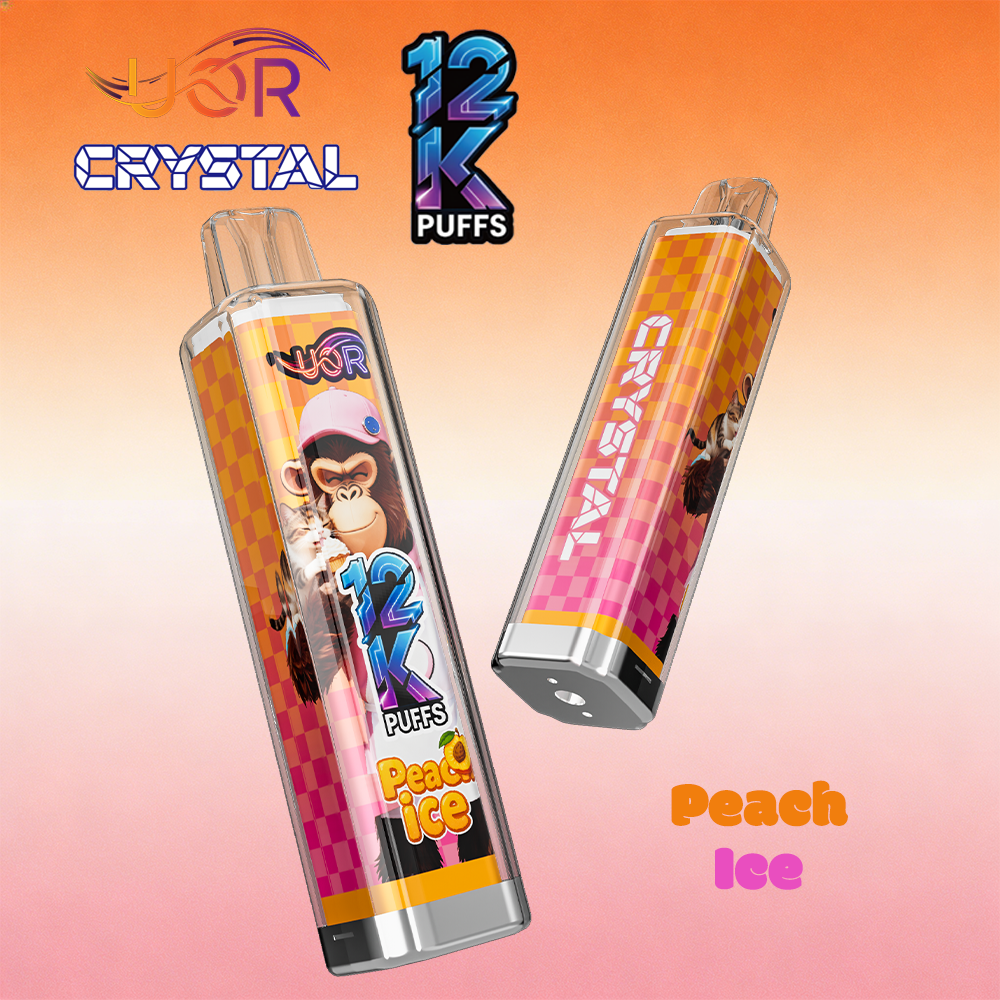 UOR Crystal 12000 12K Puffs Rechargeable LED Light Disposable in Peach Ice flavor