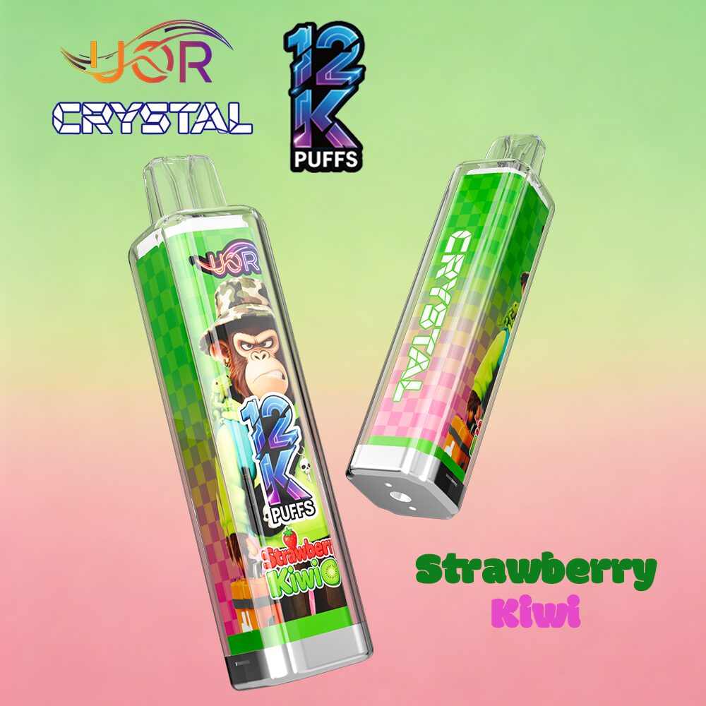 UOR Crystal 12000 12K Puffs Rechargeable LED Light Disposable in Strawberry Kiwi flavor