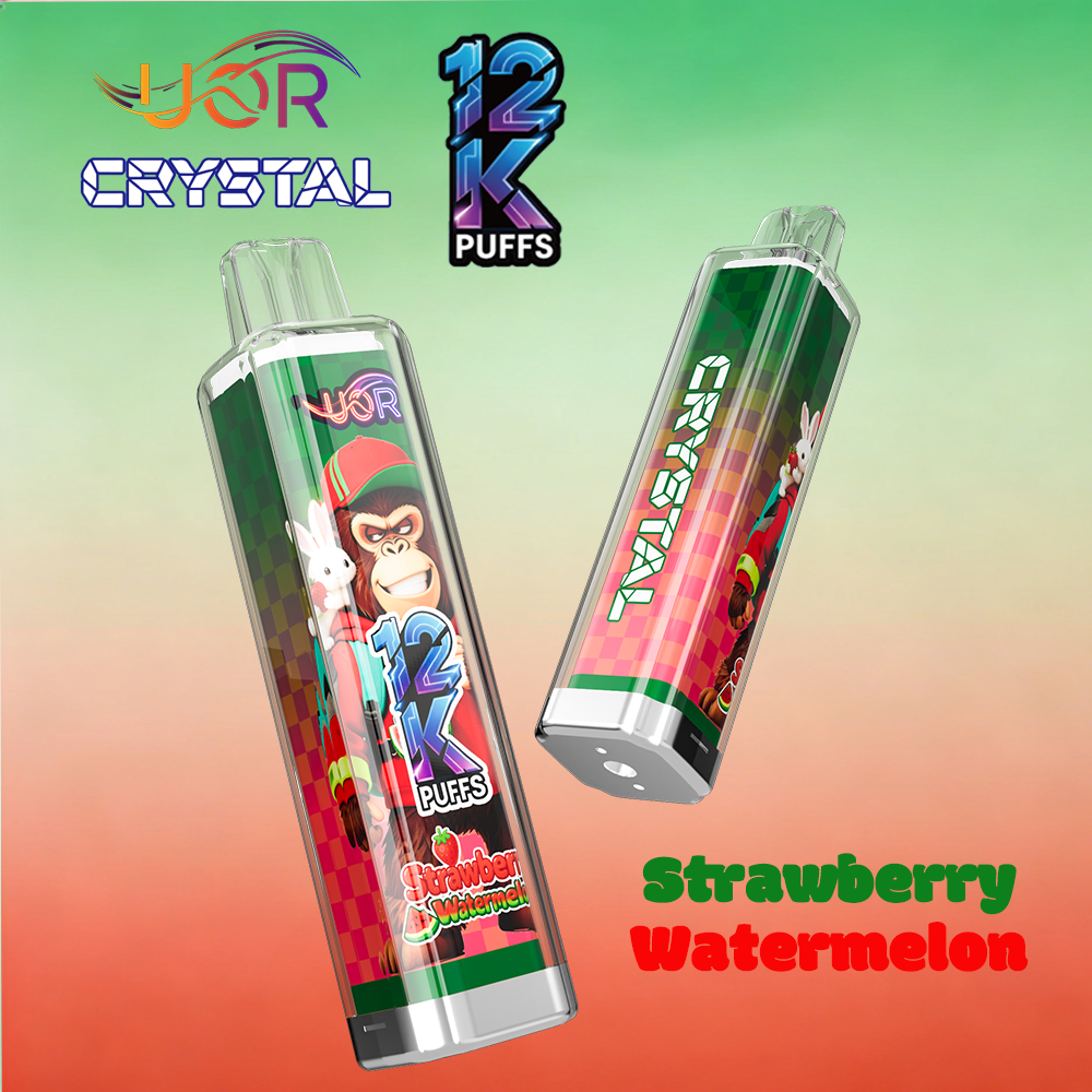 UOR Crystal 12000 12K Puffs Rechargeable LED Light Disposable in Strawberry Watermelon flavor