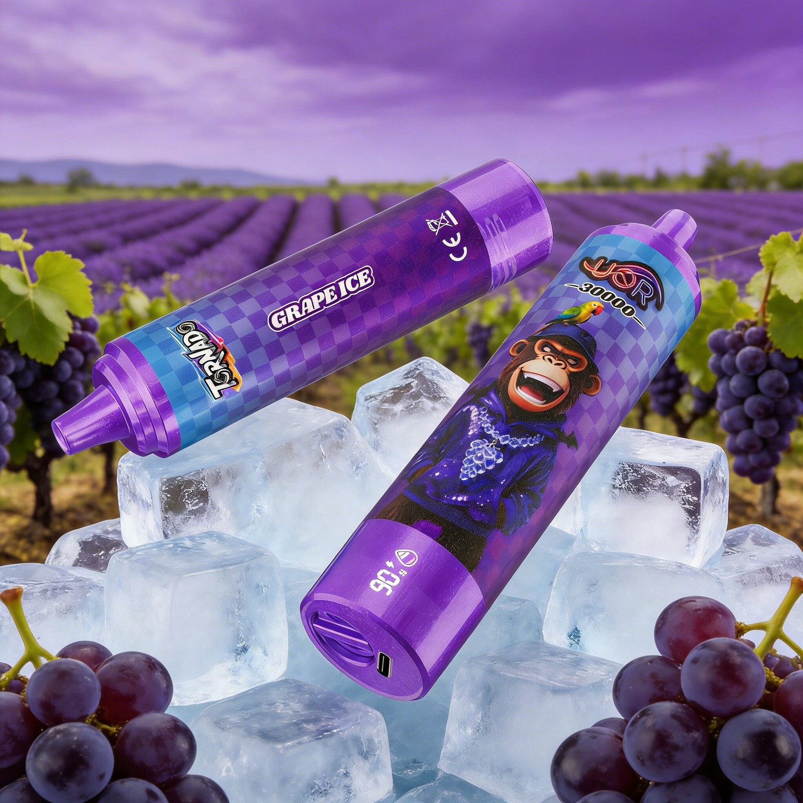 UOR Tornado 30000 30K Puffs LED Display Disposable in Grape Ice flavor