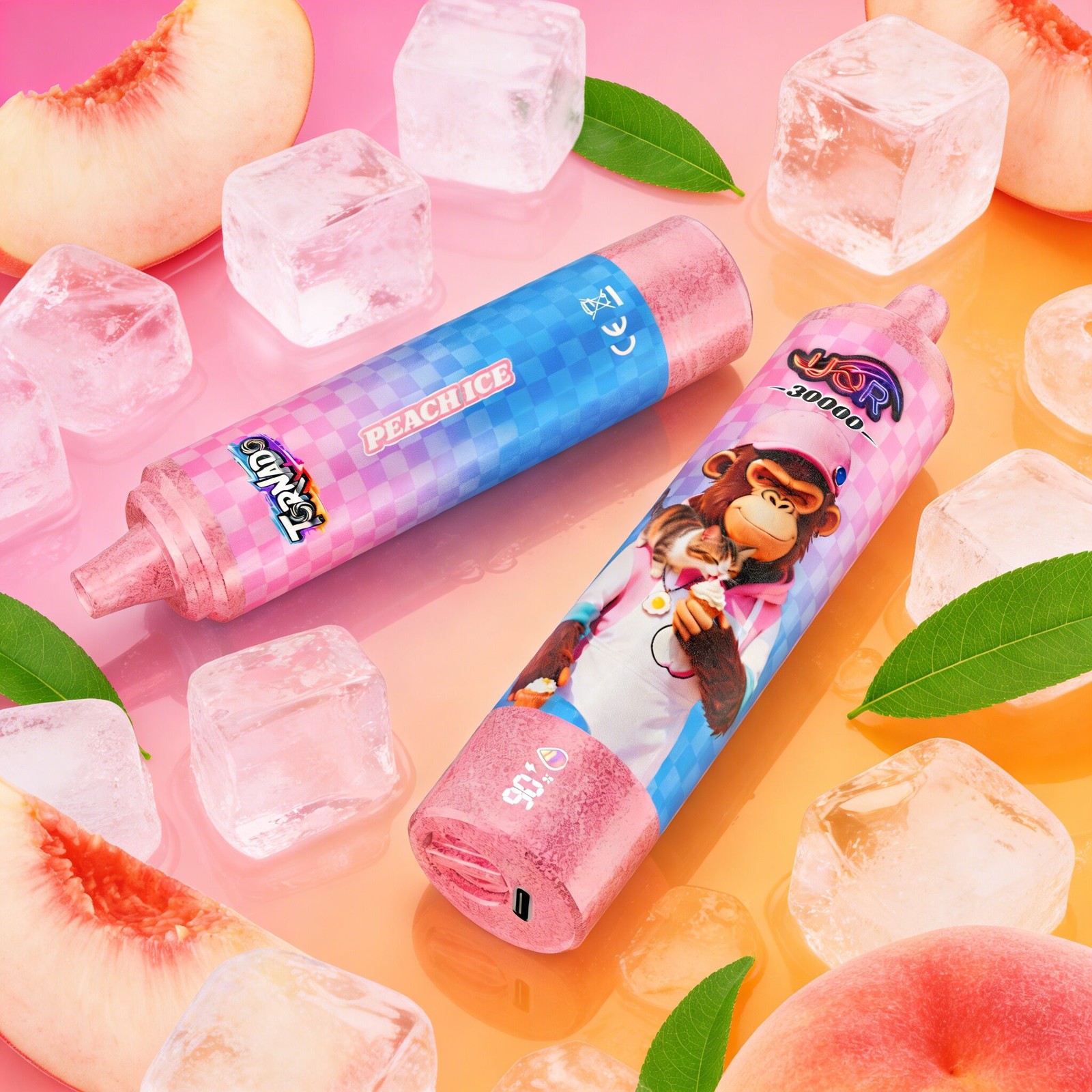 UOR Tornado 30000 30K Puffs LED Display Disposable in Peach Ice flavor