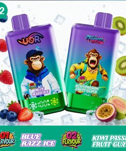 UOR Twins 80000 80k Puffs Double Flavor Dual Mesh Disposable Vape with LED Display EU Warehouse in Blue Razz Ice & Kiwi Passion Fruit Guava flavor