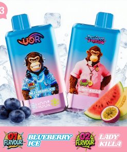 UOR Twins 80000 80k Puffs Double Flavor Dual Mesh Disposable Vape with LED Display EU Warehouse in Blueberry Ice & Lady Killa flavor