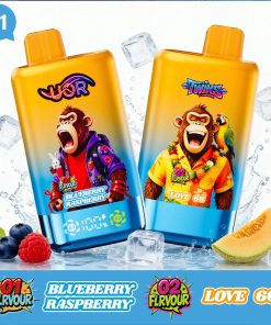 UOR Twins 80000 80k Puffs Double Flavor Dual Mesh Disposable Vape with LED Display EU Warehouse in Blueberry Raspberry & Love 66 flavor