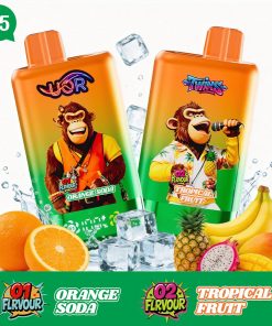 UOR Twins 80000 80k Puffs Double Flavor Dual Mesh Disposable Vape with LED Display EU Warehouse in Orange Soda & Tropical Fruit flavor