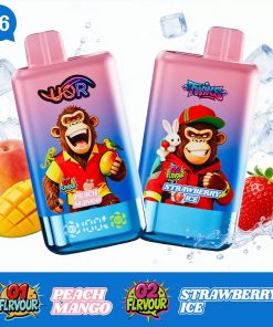 UOR Twins 80000 80k Puffs Double Flavor Dual Mesh Disposable Vape with LED Display EU Warehouse in Peach Mango & Strawberry Ice flavor