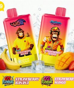 UOR Twins 80000 80k Puffs Double Flavor Dual Mesh Disposable Vape with LED Display EU Warehouse in Strawberry Banana & Strawberry Mango flavor