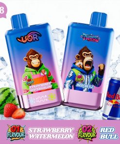 UOR Twins 80000 80k Puffs Double Flavor Dual Mesh Disposable Vape with LED Display EU Warehouse in Strawberry Watermelon & Red Bull flavor