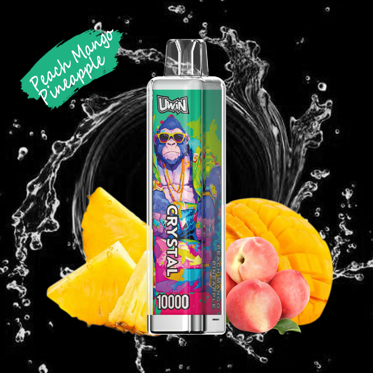 Uwin Crystal 10000 10K Puffs Disposable Vape Edition in 10. Peach Ice flavor