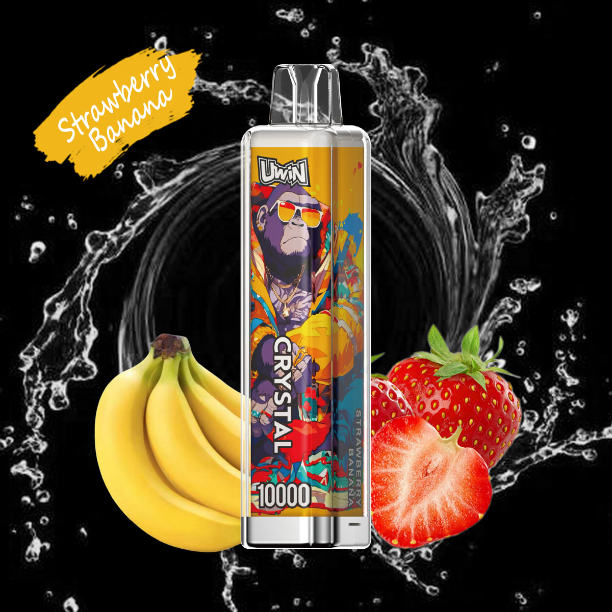 Uwin Crystal 10000 10K Puffs Disposable Vape Edition in 19. Strawberry Banana flavor