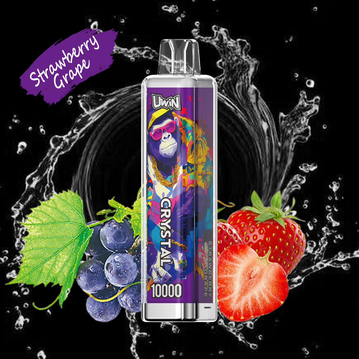 Uwin Crystal 10000 10K Puffs Disposable Vape Edition in 2. Grape Ice flavor