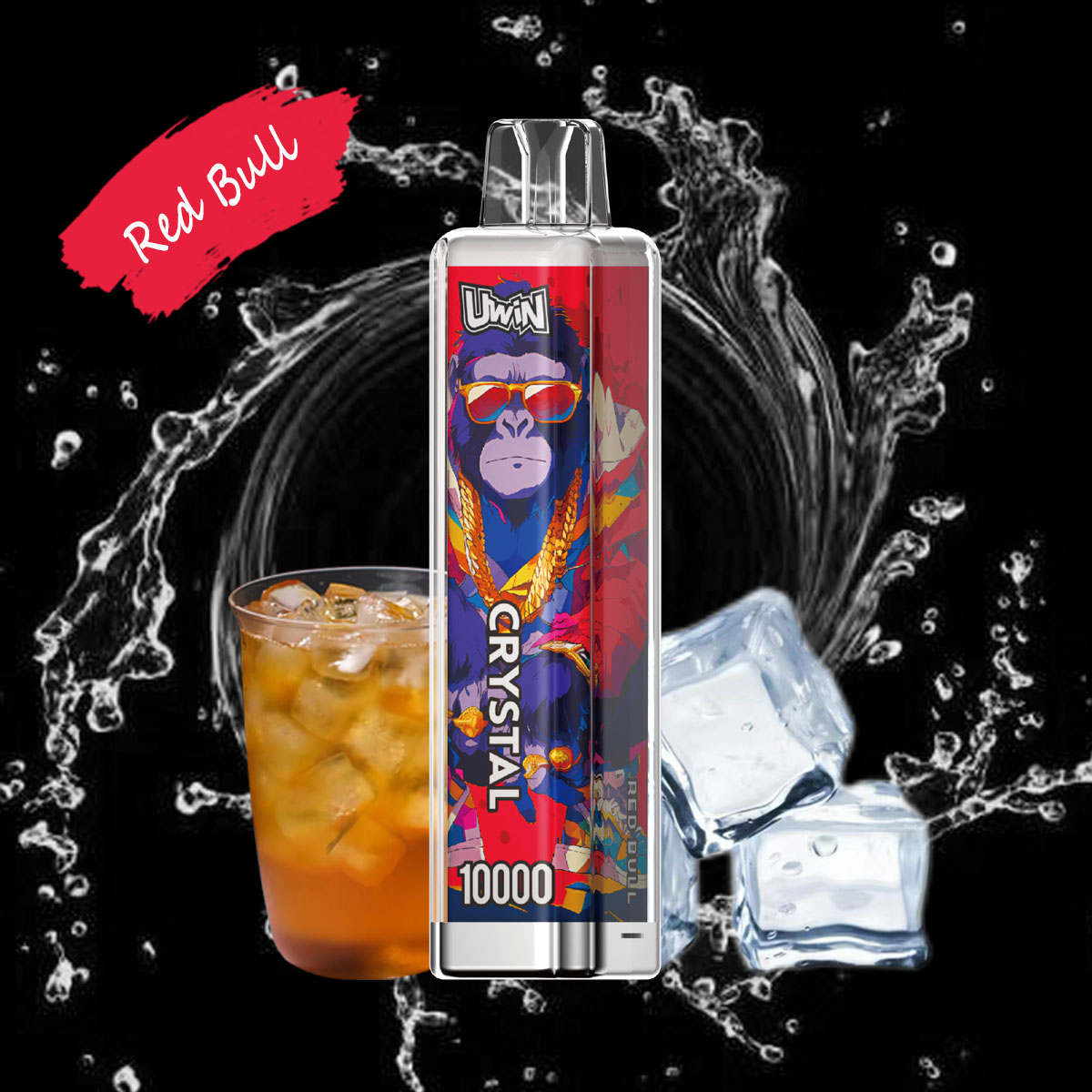 Uwin Crystal 10000 10K Puffs Disposable Vape Edition in 22. Red Bull flavor