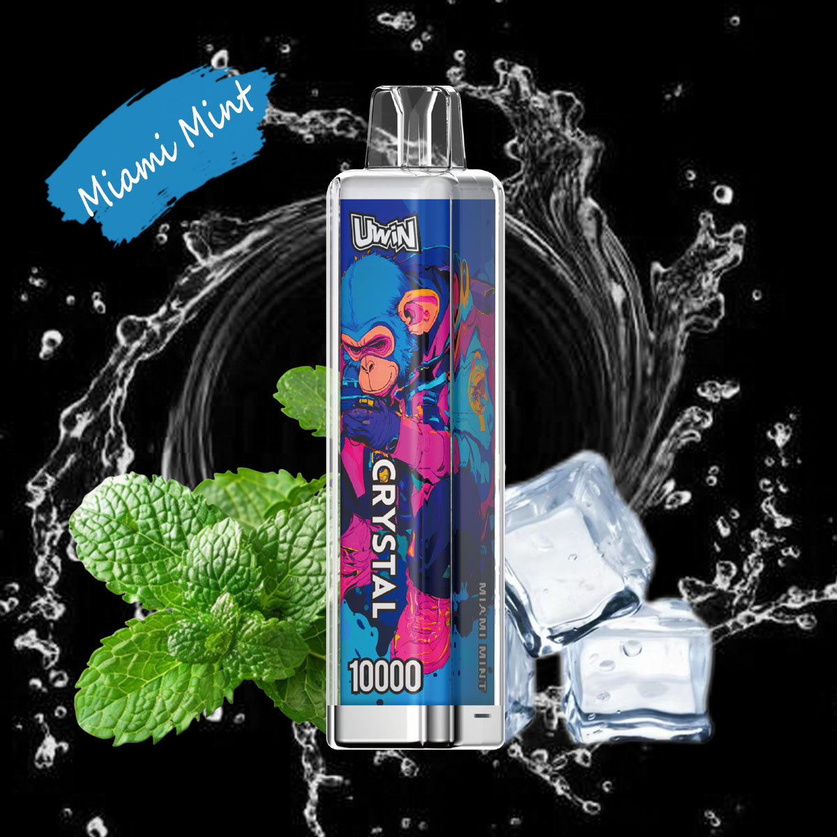 Uwin Crystal 10000 10K Puffs Disposable Vape Edition in 28. Miami Mint flavor