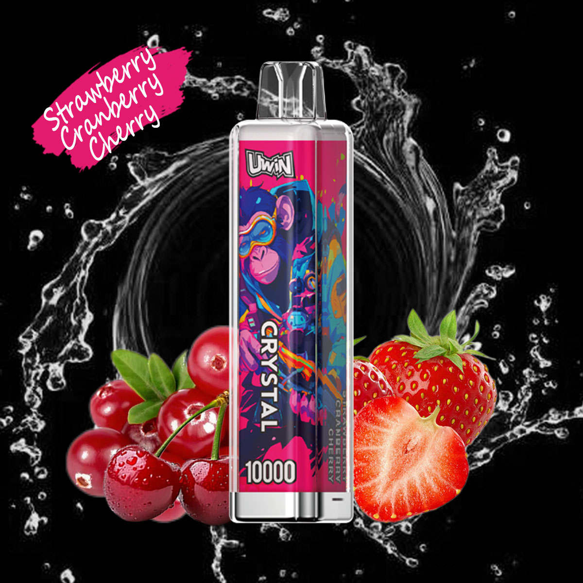Uwin Crystal 10000 10K Puffs Disposable Vape Edition in 6. Cherry Ice flavor