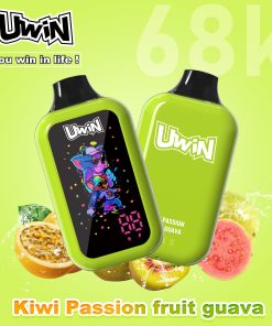 Uwin Digital Box 68000 68K Puffs LED Display Edition Disposable Vape in Kiwi Passion Fruit Guava flavor