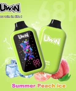 Uwin Digital Box 68000 68K Puffs LED Display Edition Disposable Vape in Summer Peach Ice flavor