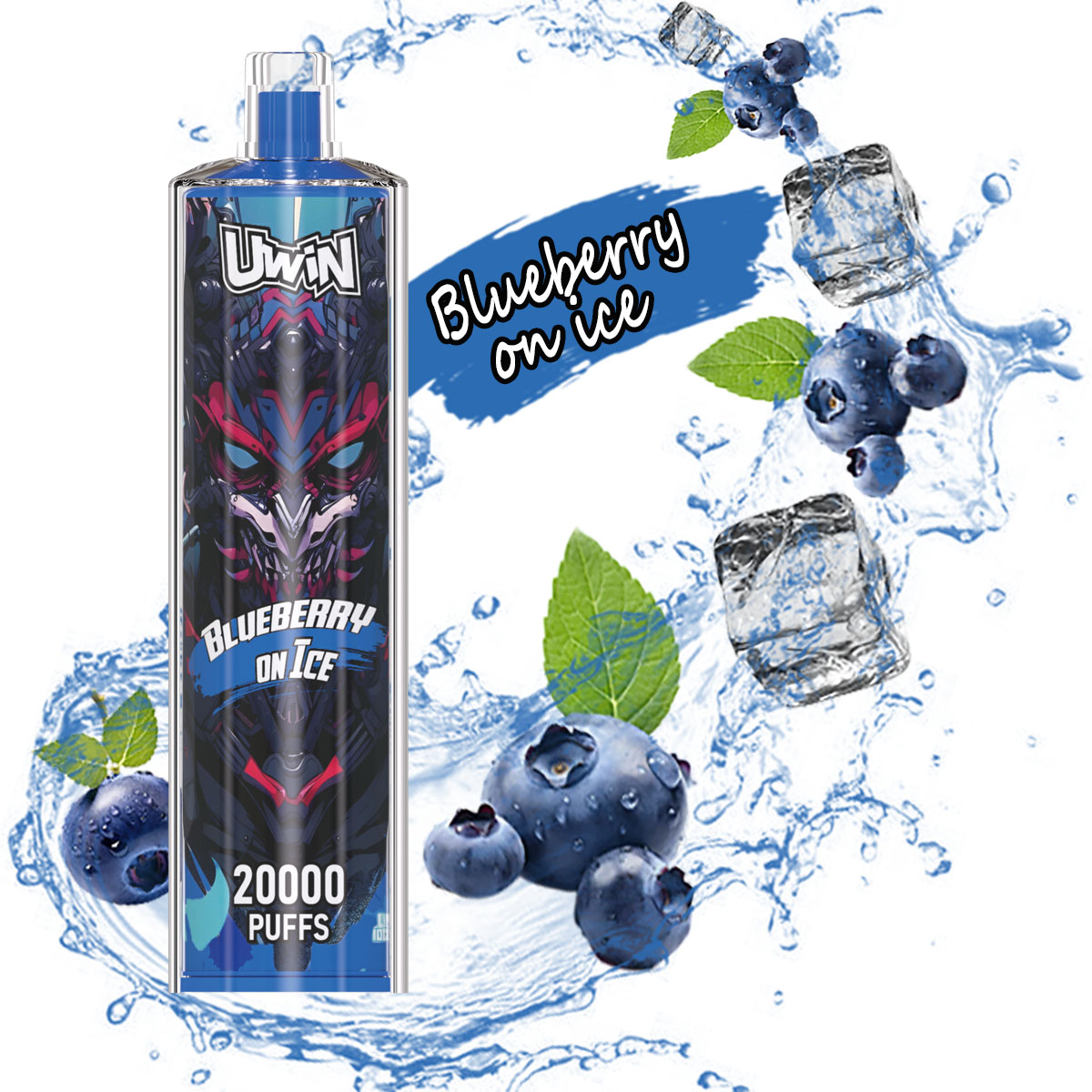 Uwin Shisha Hookah Crystal 20000 20k Puffs Edition Rechargeable Disposable Vape in Blueberry on Ice flavor