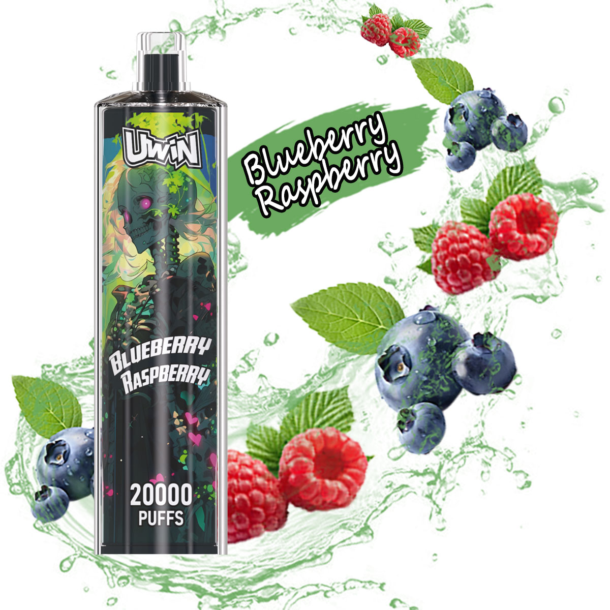 Uwin Shisha Hookah Crystal 20000 20k Puffs Edition Rechargeable Disposable Vape in Blueberry Raspberry flavor