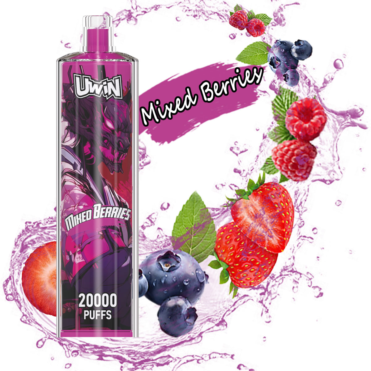 Uwin Shisha Hookah Crystal 20000 20k Puffs Edition Rechargeable Disposable Vape in Mixed Berries flavor