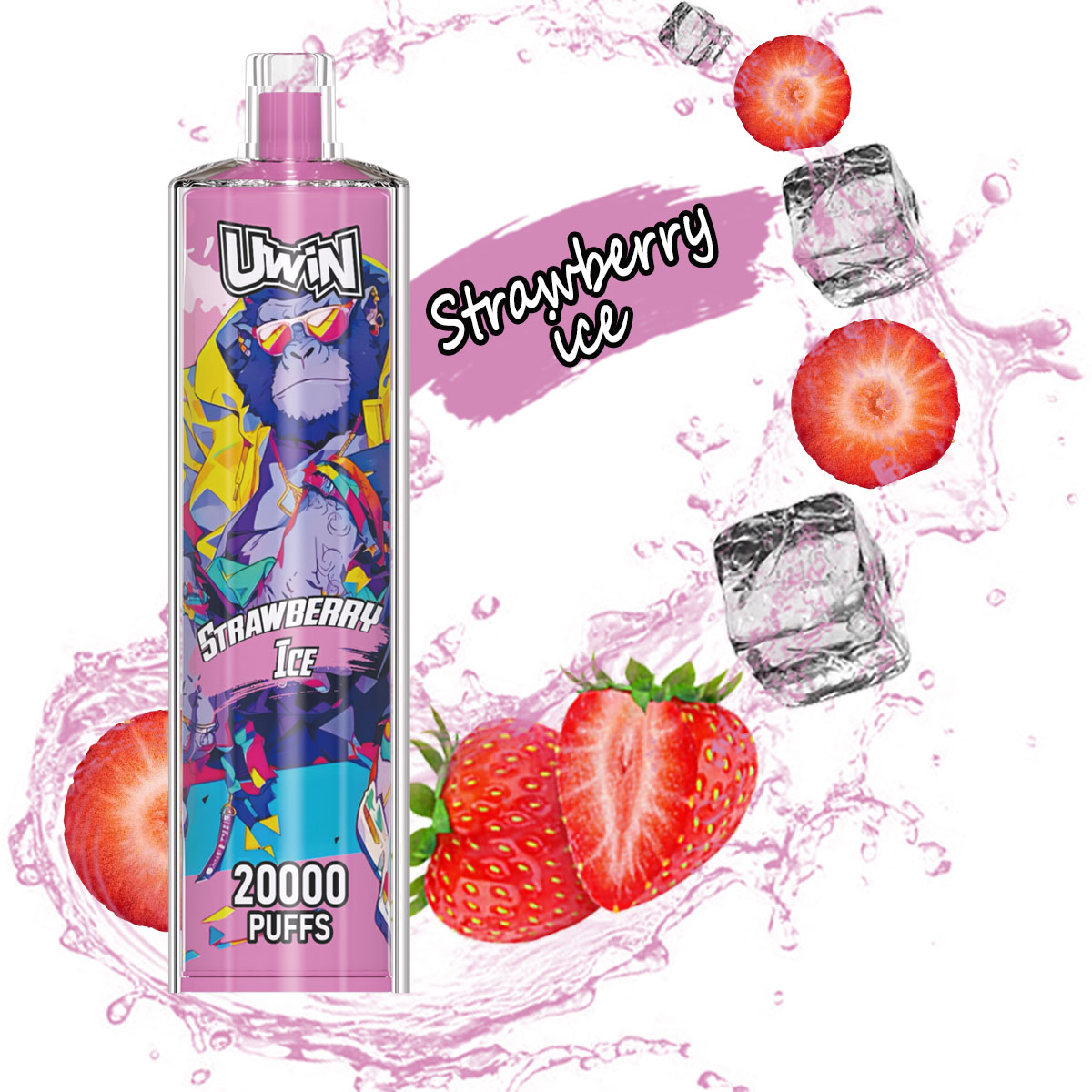 Uwin Shisha Hookah Crystal 20000 20k Puffs Edition Rechargeable Disposable Vape in Strawberry Ice flavor
