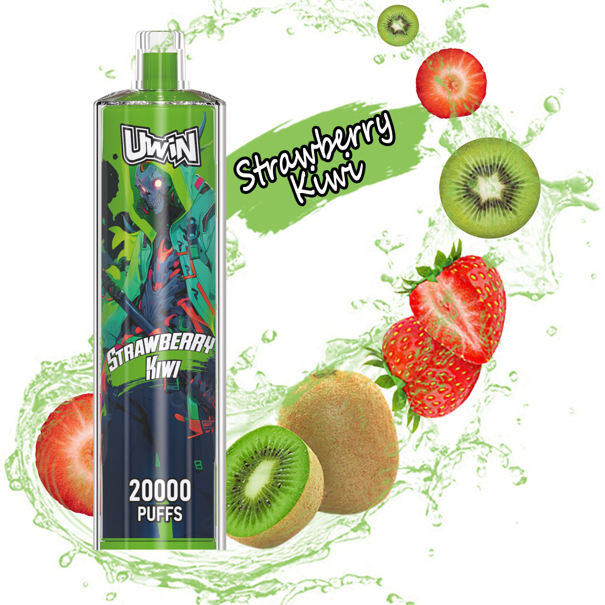 Uwin Shisha Hookah Crystal 20000 20k Puffs Edition Rechargeable Disposable Vape in Strawberry Kiwi flavor