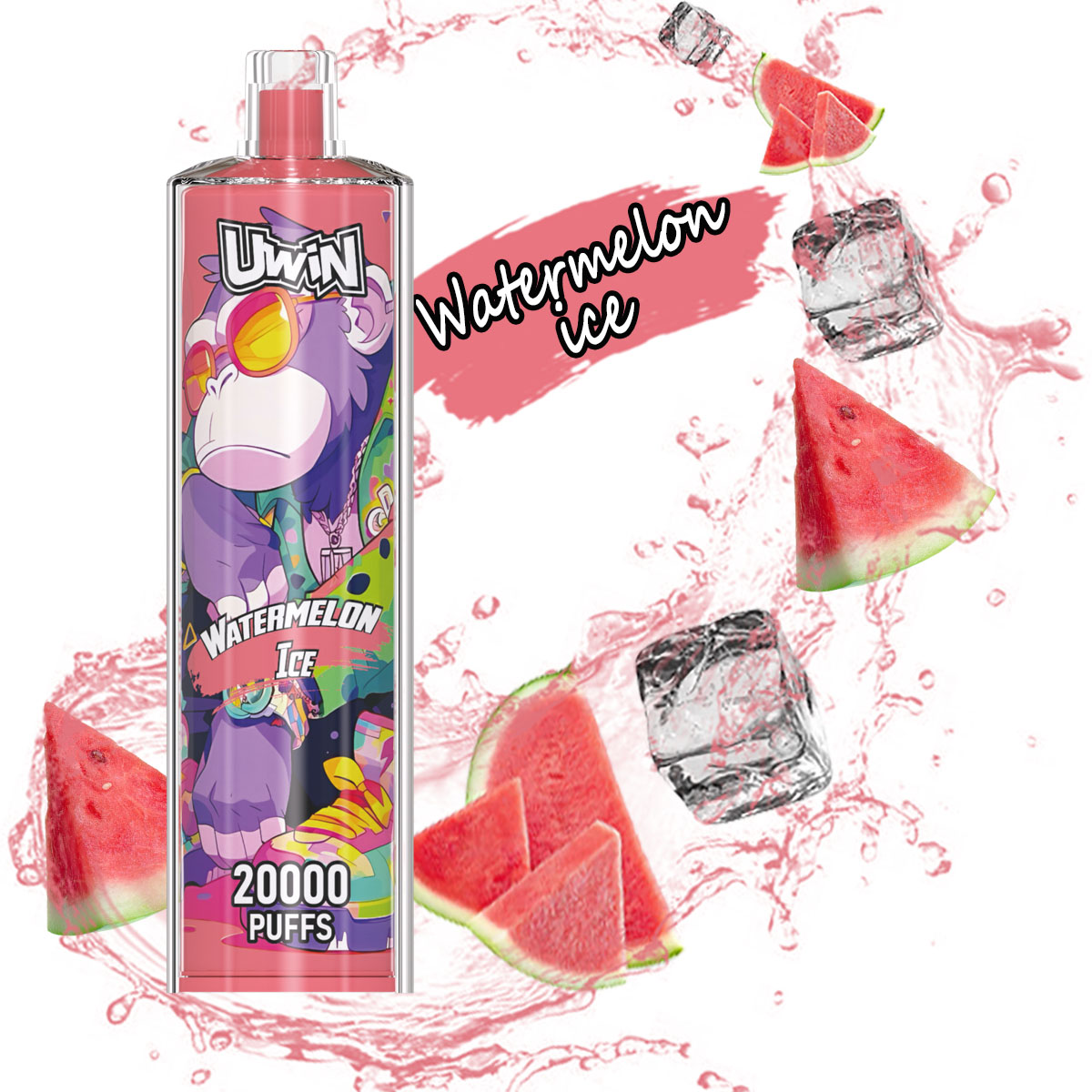 Uwin Shisha Hookah Crystal 20000 20k Puffs Edition Rechargeable Disposable Vape in Watermelon Ice flavor