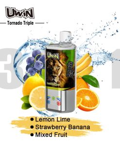 Uwin Tornado Triple 60000 60K Puffs 3 in 1 Flavors Rechargeable LED Display Disposable Vape in Lemon Lime & Strawberry Banana & Mixed Fruit flavor