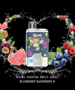 Uwin Twins Crystal 40000 40k Puffs Double Taste LED Display Disposable Vape in Kiwi Passion Fruit Guava & Blueberry Raspberry flavor