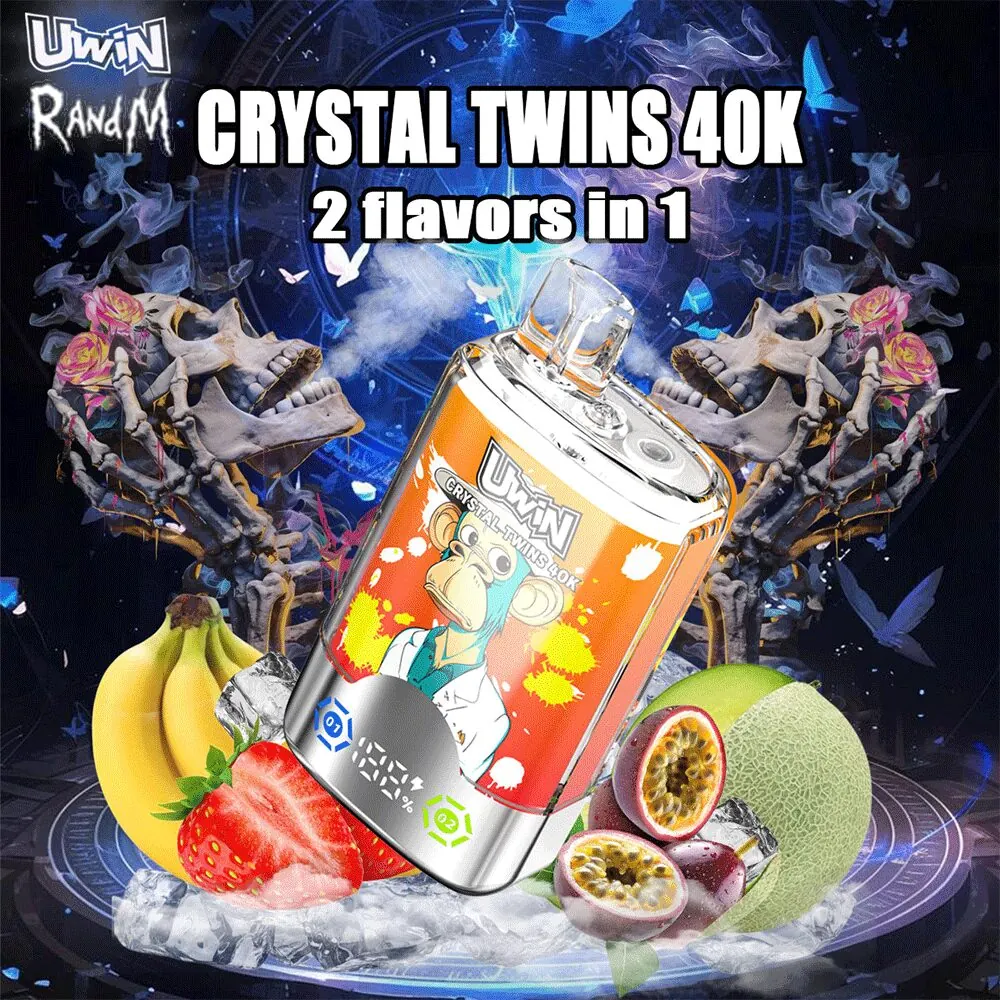 Immagine del prodotto: Uwin Twins Crystal 40000 (40.000 boccate) - Sigaretta elettronica usa e getta con doppio gusto e display LED