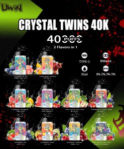 Uwin Twins Crystal 40000 40k Puffs Double Taste LED Display Disposable Vape random flavor option image