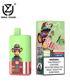 UZY Triple Flavor 60000 60K Puffs 3 in 1 Flavors Rechargeable LED Display Disposable Vape in Blueberry Raspberry & Strawberry Kiwi & Lemon Lime flavor