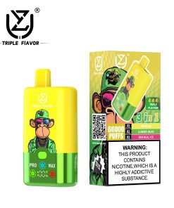 UZY Triple Flavor 60000 60K Puffs 3 in 1 Flavors Rechargeable LED Display Disposable Vape in Mr Blue & Gummy Bear & Red Bull Ice flavor