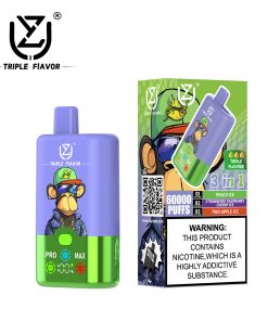 UZY Triple Flavor 60000 60K Puffs 3 in 1 Flavors Rechargeable LED Display Disposable Vape in Peach Ice & Strawberry Raspberry Cherry Ice & Two Apple Ice