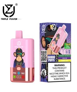 UZY Triple Flavor 60000 60K Puffs 3 in 1 Flavors Rechargeable LED Display Disposable Vape in Strawberry Watermelon & Cola Ice & Cherry Cola flavor