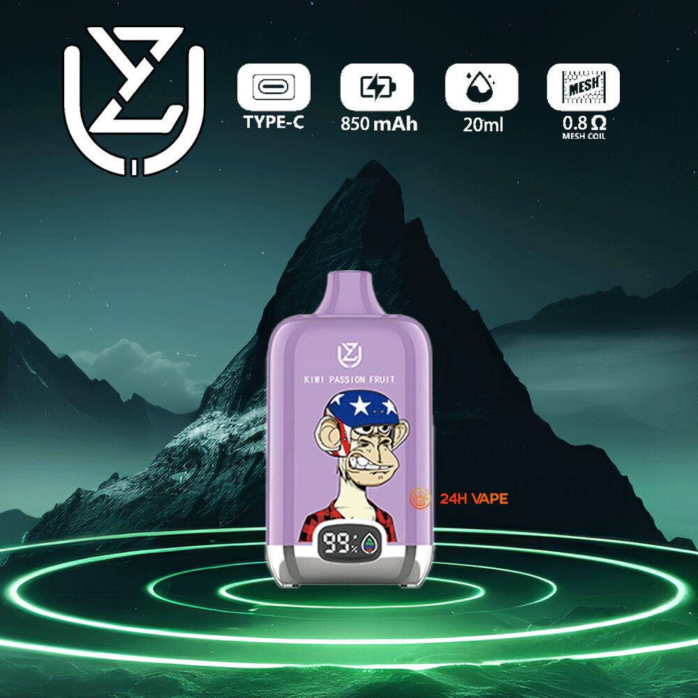 UZY Bang Digital 15000 Puffs 0% 2% 3% 5% Nicotine LED Display Disposable Vape in Kiwi Passion Fruit flavor