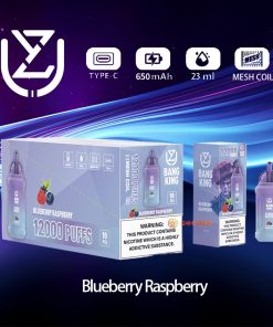 UZY Bang King 12000 12K Puffs 0% 2% 3% 5% Nicotine Edition Disposable in Blueberry Raspberry flavor