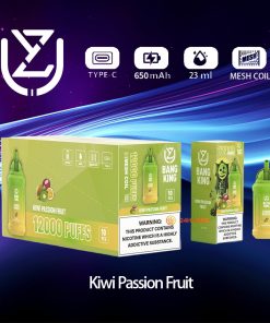 UZY Bang King 12000 12K Puffs 0% 2% 3% 5% Nicotine Edition Disposable in Kiwi Passion Fruit flavor