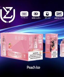 UZY Bang King 12000 12K Puffs 0% 2% 3% 5% Nicotine Edition Disposable in Peach Ice flavor
