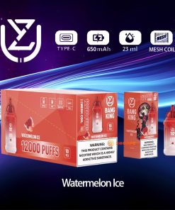 UZY Bang King 12000 12K Puffs 0% 2% 3% 5% Nicotine Edition Disposable in Strawberry Ice flavor