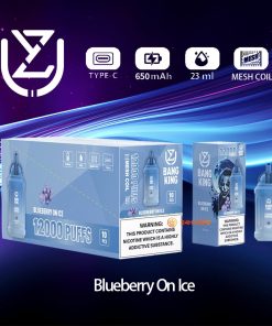 UZY Bang King 12000 12K Puffs 0% 2% 3% 5% Nicotine Edition Disposable in UZY Bang King 12000 Blueberry On Ice flavor