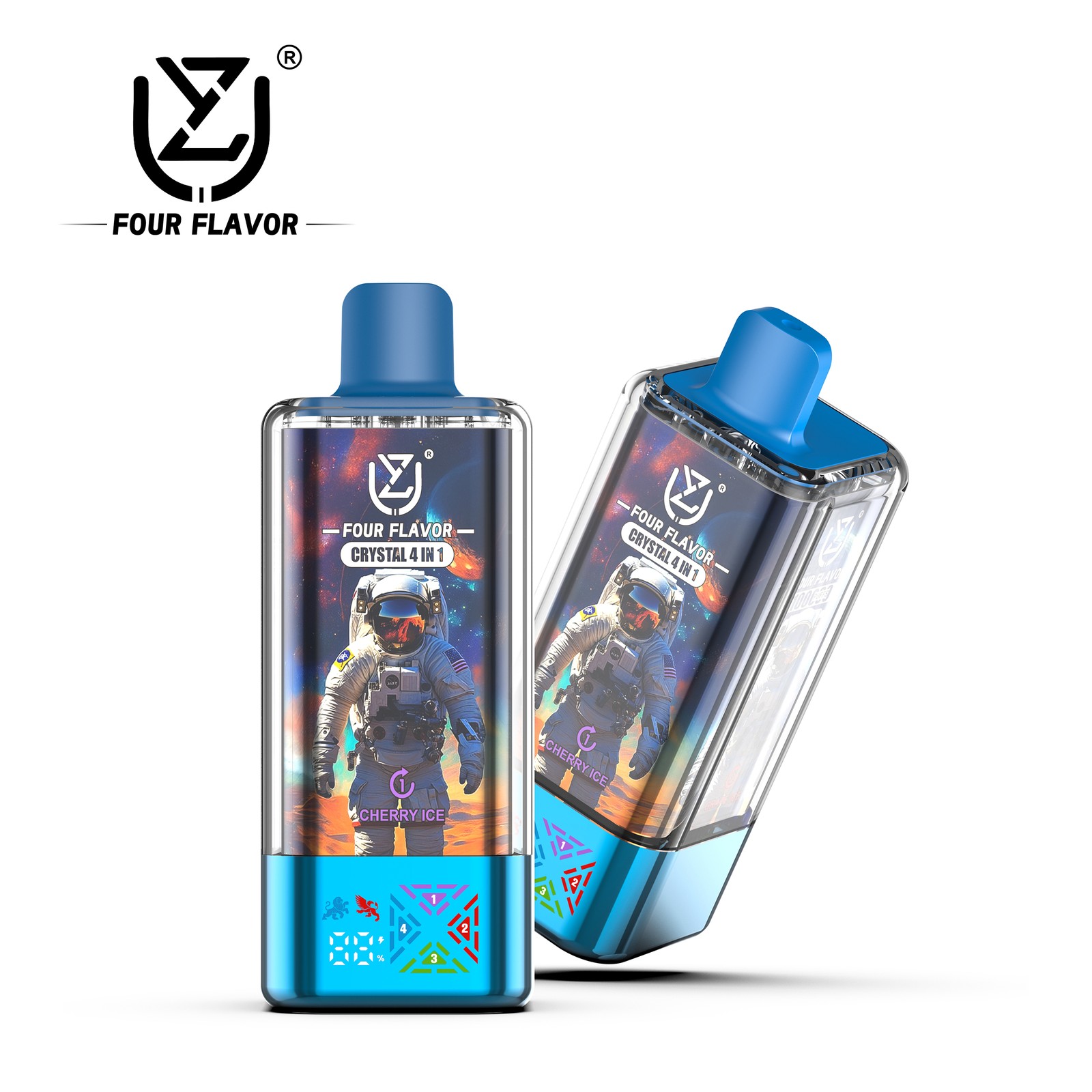 UZY Four Flavors 100000 100K Puffs Crystal 4 In 1 Flavors Rechargeable LED Display Disposable Vape in Cherry Ice & Grape Ice & Passion Fruit Mango & Love