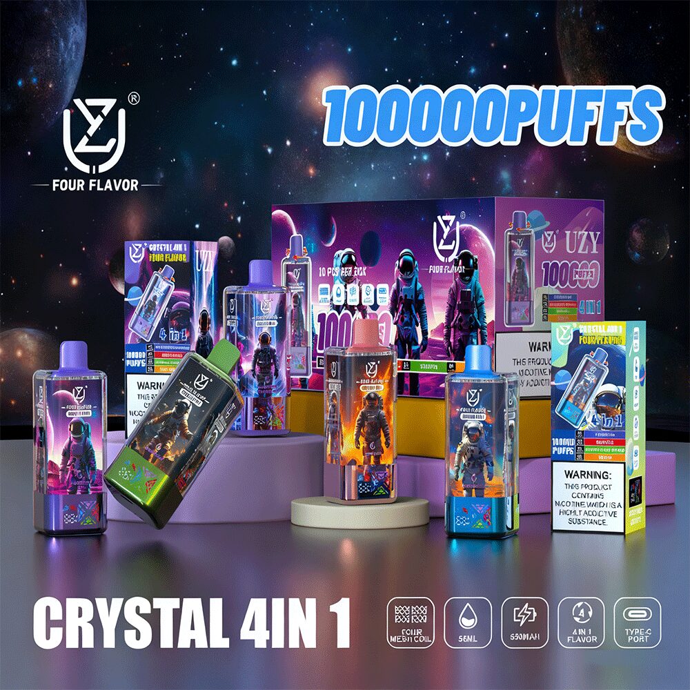 UZY Four Flavors 100000 100K Puffs Crystal 4 In 1 Flavors Rechargeable LED Display Disposable Vape product image