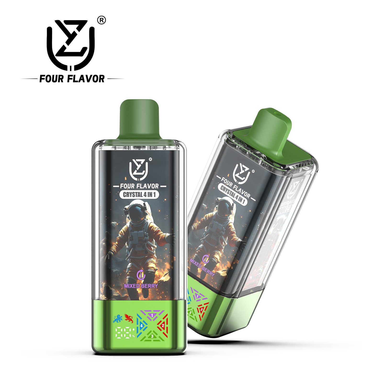 UZY Four Flavors 100000 100K Puffs Crystal 4 In 1 Flavors Rechargeable LED Display Disposable Vape in Mixed Berry & Passion Fruit Kiwi Lime & Cranberry