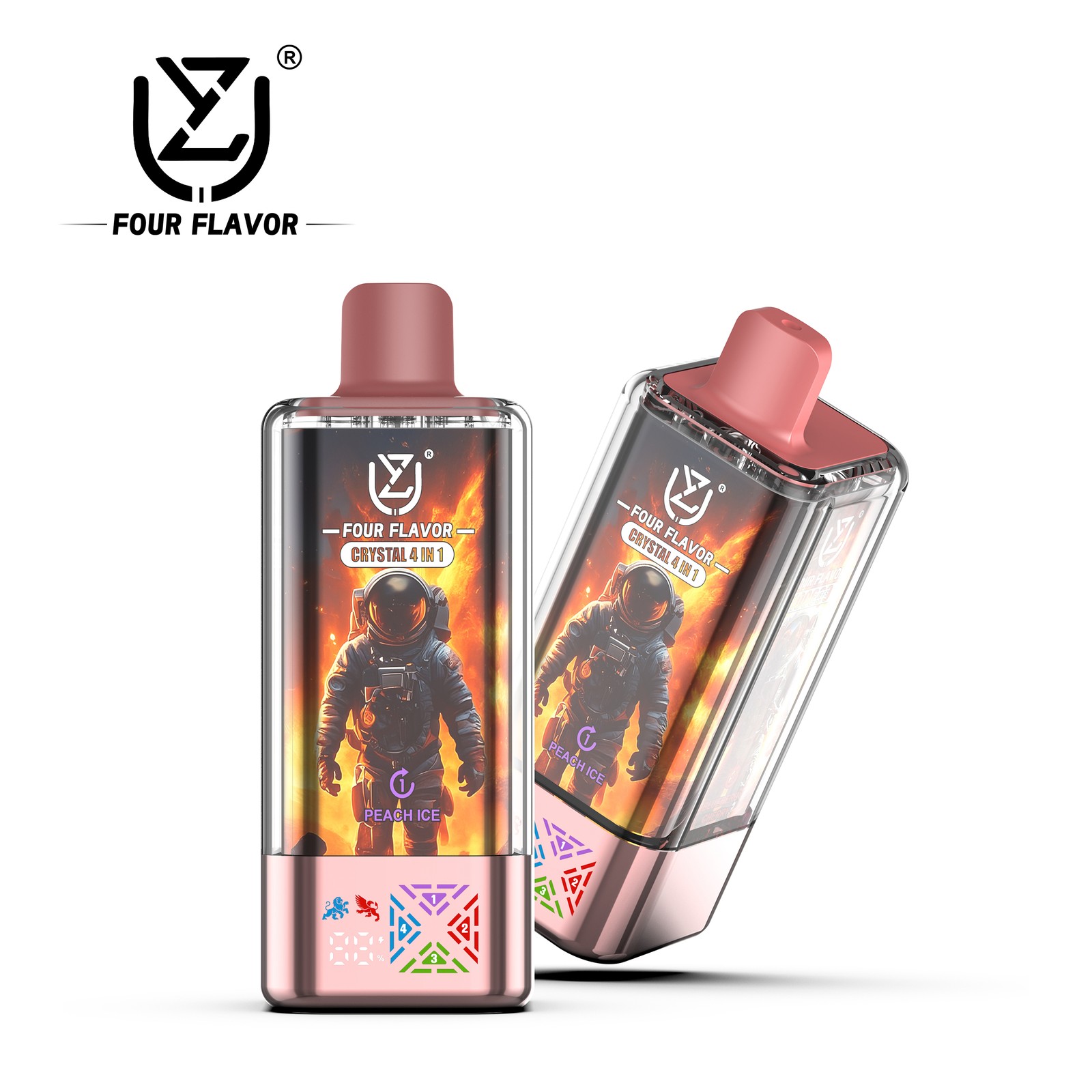 UZY Four Flavors 100000 100K Puffs Crystal 4 In 1 Flavors Rechargeable LED Display Disposable Vape in Peach Ice & Blueberry Cherry & Energy Drink &