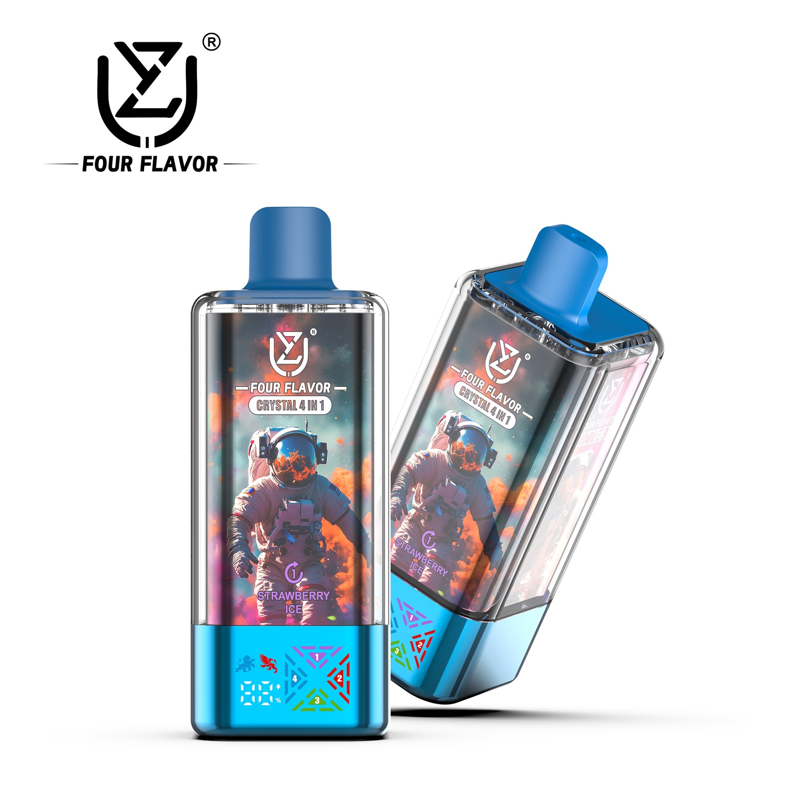 UZY Four Flavors 100000 100K Puffs Crystal 4 In 1 Flavors Rechargeable LED Display Disposable Vape in Strawberry Ice & Gummy Bear & Watermelon Dragon