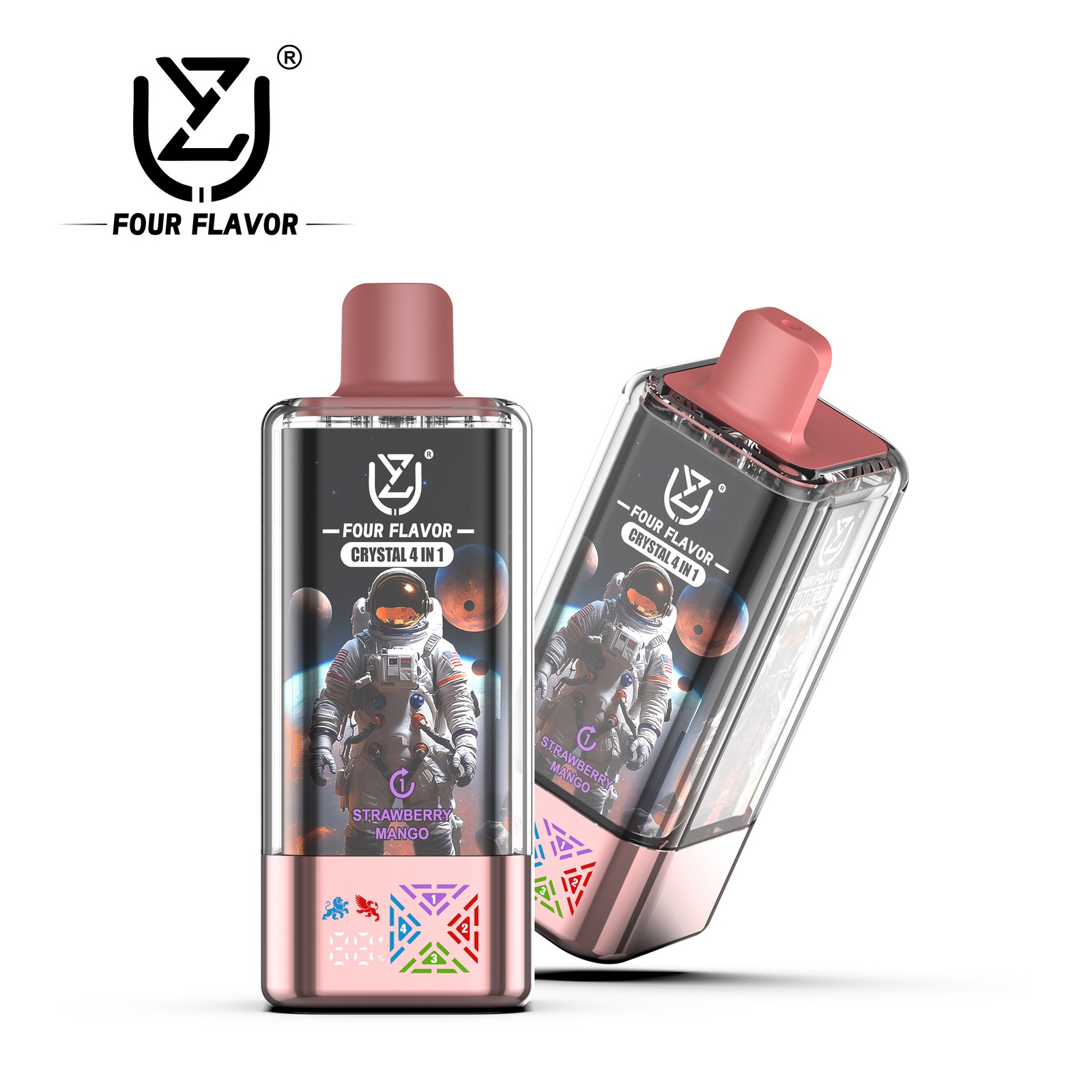 UZY Four Flavors 100000 100K Puffs Crystal 4 In 1 Flavors Rechargeable LED Display Disposable Vape in Strawberry Mango & Mr Blue & Summer Peach Ice &