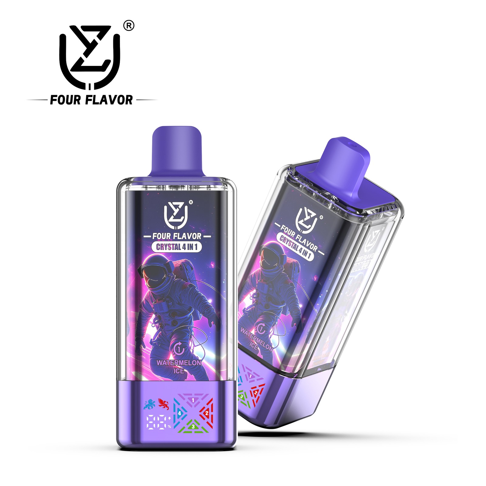 UZY Four Flavors 100000 100K Puffs Crystal 4 In 1 Flavors Rechargeable LED Display Disposable Vape in Watermelon Ice & Blue Razz Cherry & Watermelon Sour