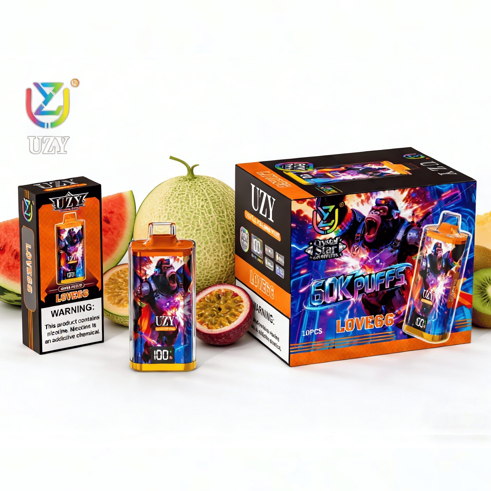 UZY Crystal Star 60000 60K Puffs Smart Display Rechargeable Disposable Vape in uzy crystal star 60000 60k love66 flavor