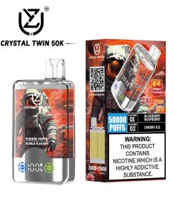 UZY Crystal Twin 50000 50k Puffs Double Taste LED Display Disposable Vape in Blueberry Raspberry & Cherry Ice flavor