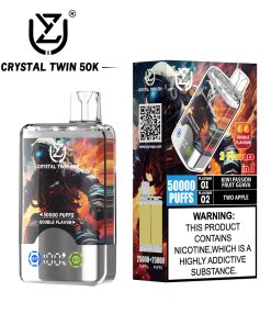 UZY Crystal Twin 50000 50k Puffs Double Taste LED Display Disposable Vape in Kiwi Passion Fruit Guava & Two Apple flavor